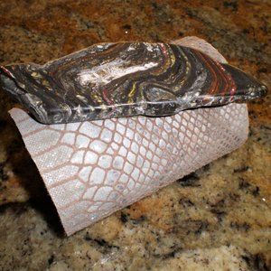 WIDE LEATHER CUFF Bracelet Gorgeous HUGE Agate WOW